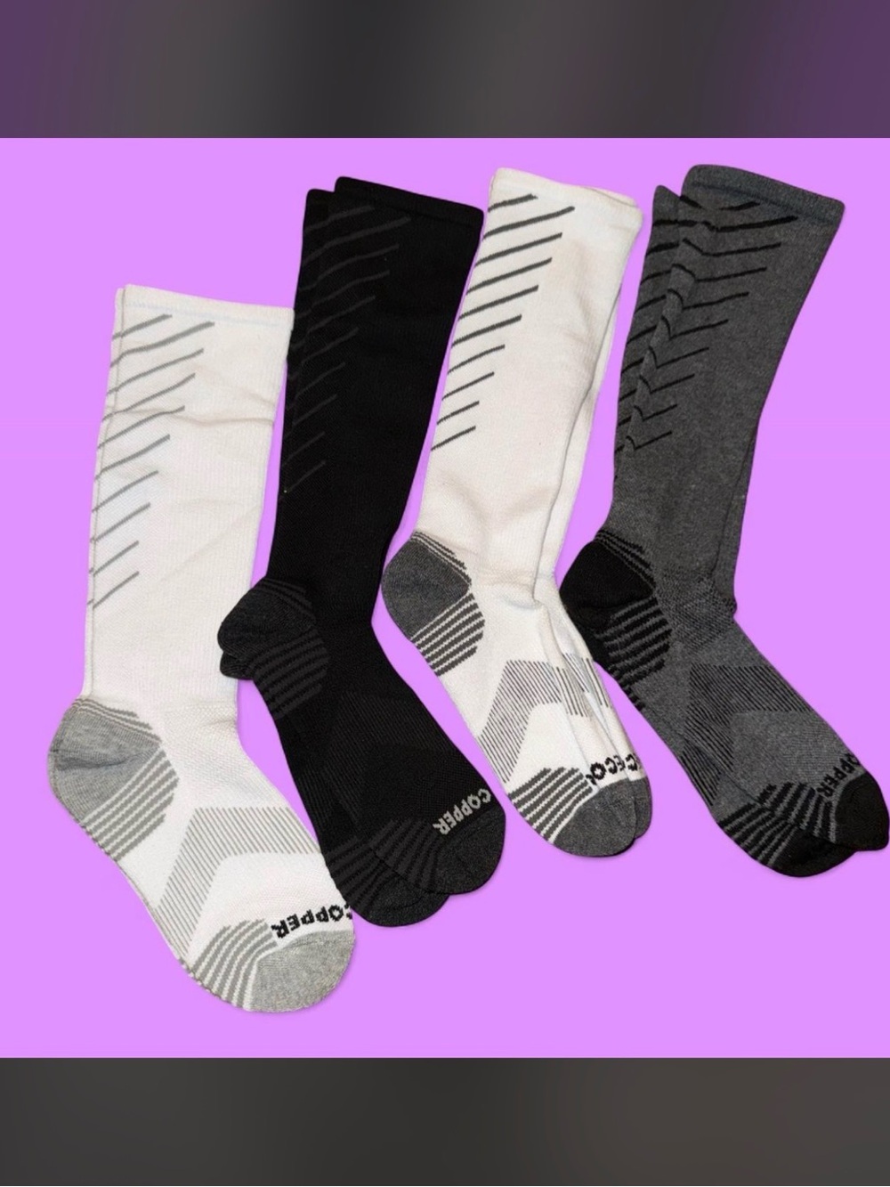 Performance Women’s Compression Socks - White, Black & Gray